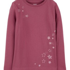 Oshkosh B’Gosh Girls Star Graphic Long-Sleeve T-Shirt in Maroon - L (10-12) NWT